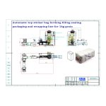 सीलिंग पैकेजिंग रैपिंग लाइन भरने वाले शीर्ष स्टिकर बैग के साथ स्वचालित फ्लैट बॉटम बैग हमारे क्लाइंट द्वारा ऑर्डर किया गया है