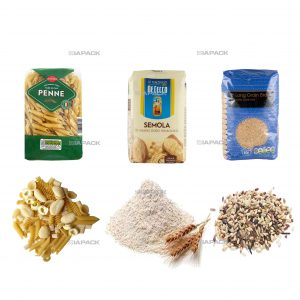 अनाज के लिए फिलिंग लेबलिंग पैकेजिंग बनाने वाला स्वचालित फ्लैट बॉटम बैग